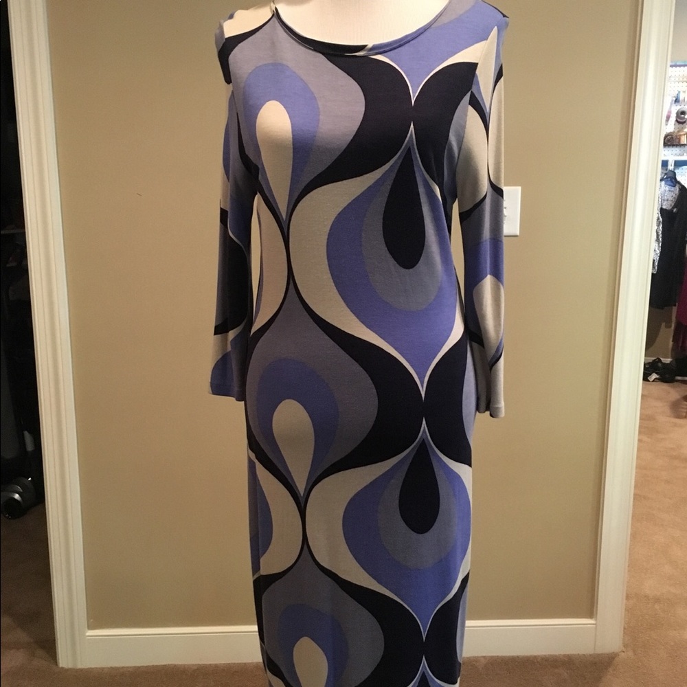 Boden Dress Size 10 Blue Swirl Comfortable Fit